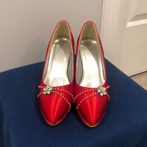 Red High Heels Shoes US7